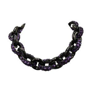 KJL Simulated Pink Sapphire CabochonBlack Necklace